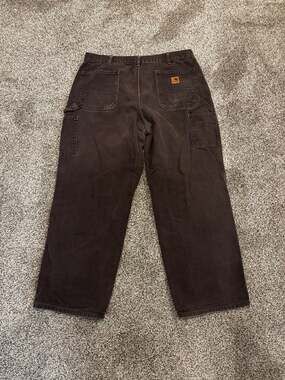 Carhartt B11 DKB Dungaree Fit Size 38x30 Dark Brown Carpenter Work Pants